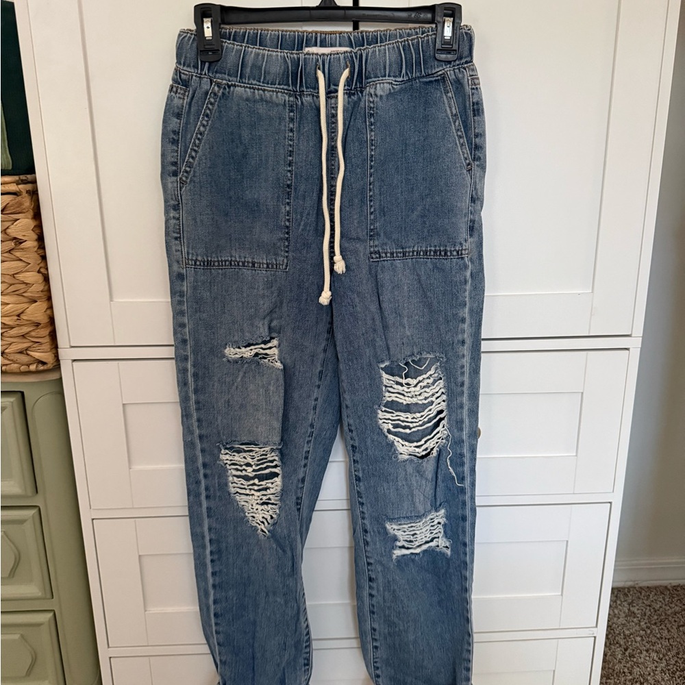 SO Blue Elastic Waist Joggers